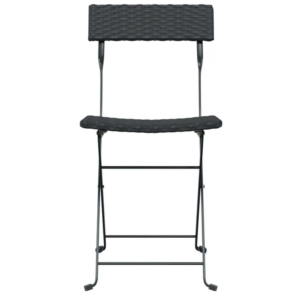 Folding Bistro Chairs 8 pcs Black Poly Rattan and Steel 3152114