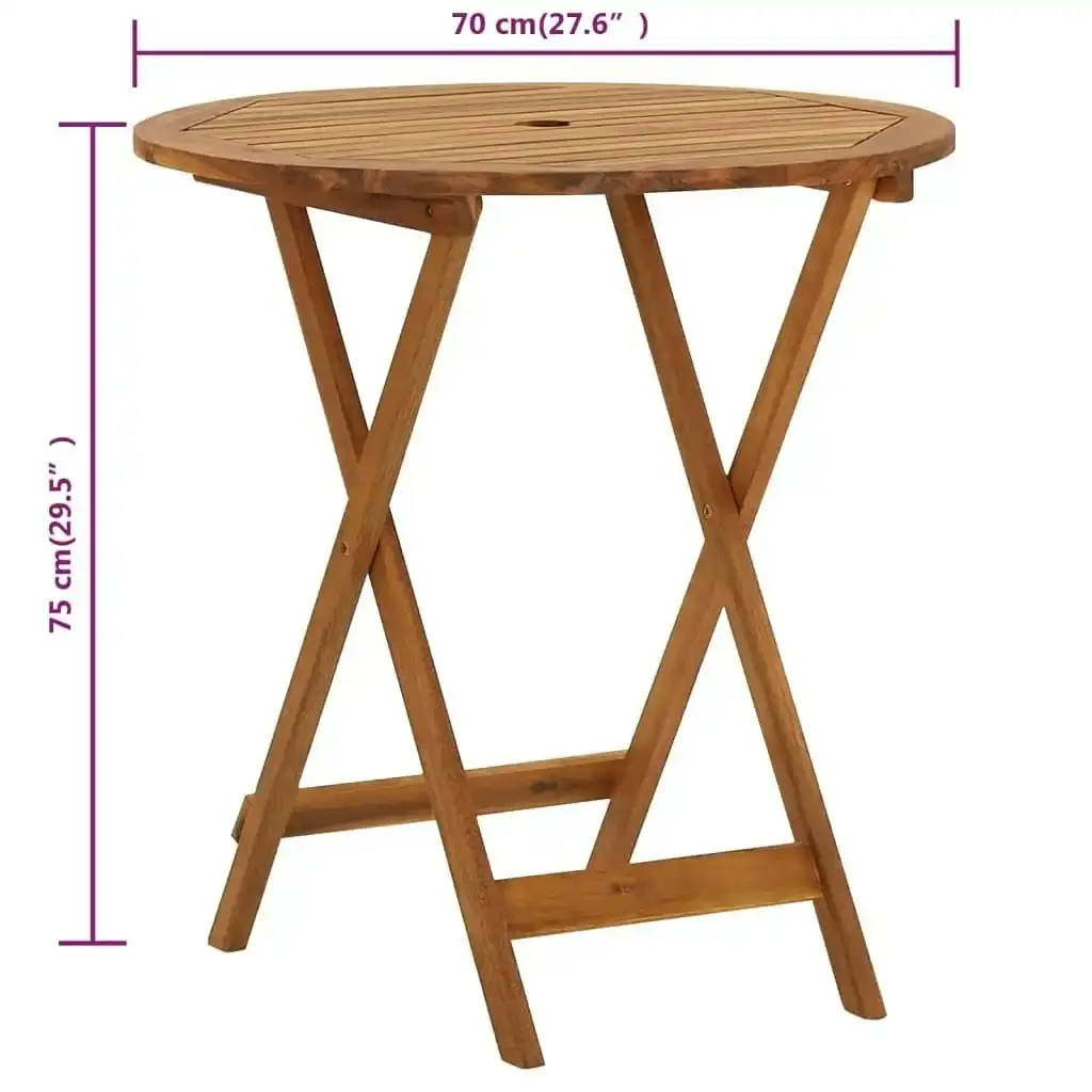 Folding Garden Table 70 cm Solid Acacia Wood 313596