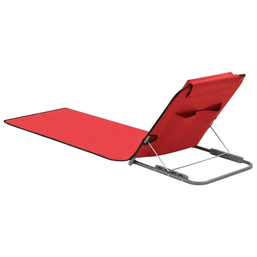 Folding Beach Mats 2 pcs Steel and Fabric Red 44329