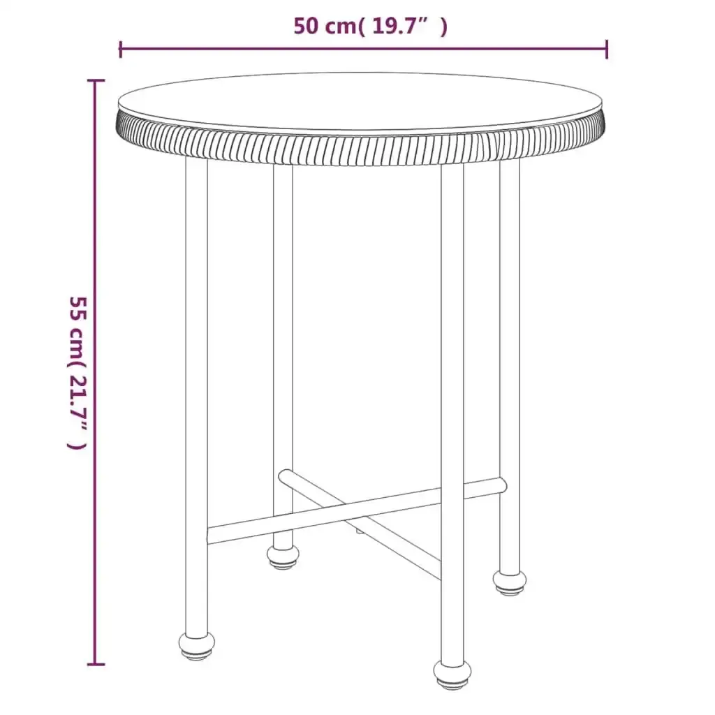 Dining Table ÃƒËœ50 cmÃ‚Â Tempered Glass and Steel 319432