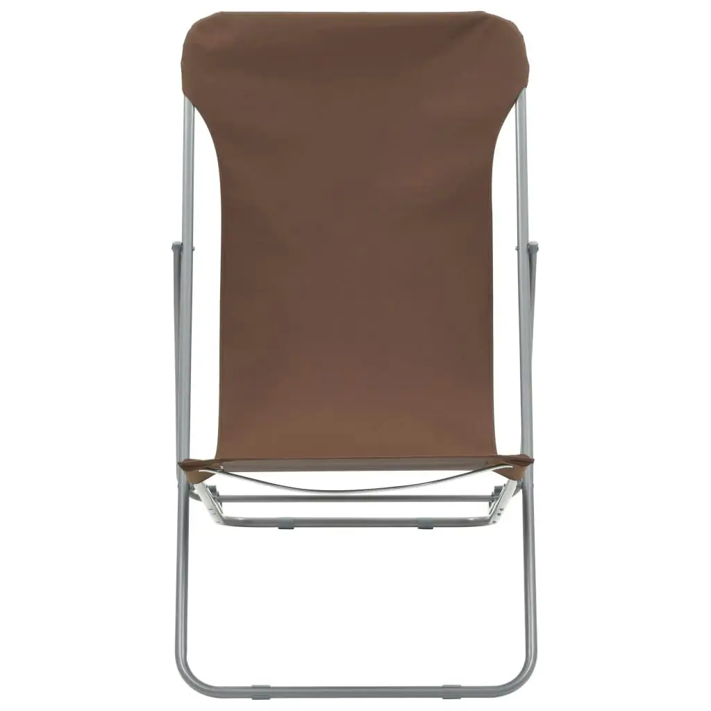 Folding Beach Chairs 2 pcs Steel and Oxford Fabric Brown 44362