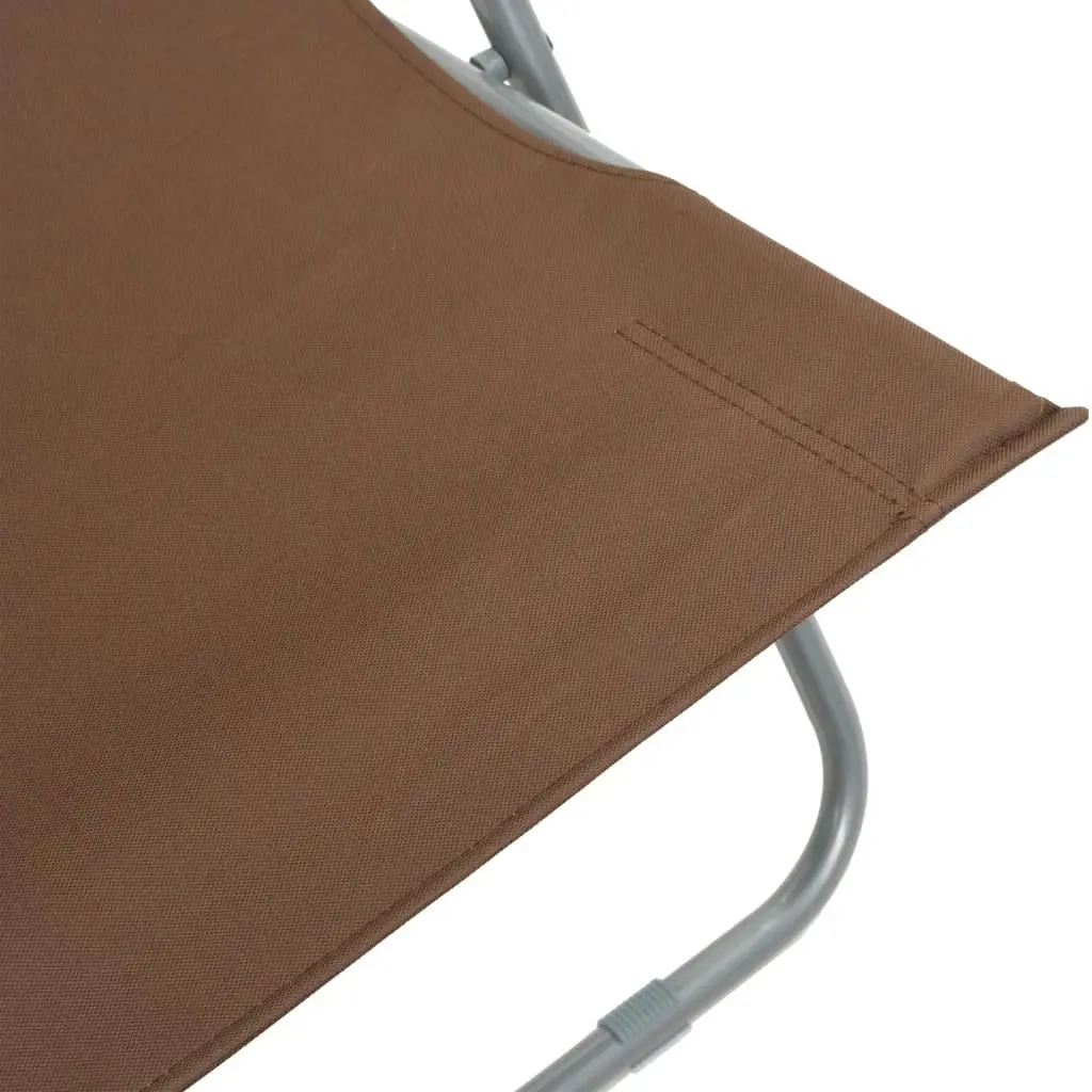 Folding Beach Chairs 2 pcs Steel and Oxford Fabric Brown 44362