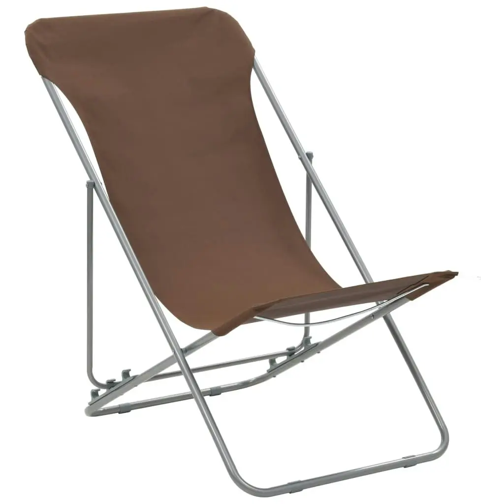 Folding Beach Chairs 2 pcs Steel and Oxford Fabric Brown 44362