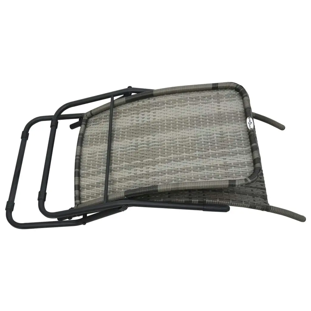 Folding Sun Lounger Poly Rattan Grey 48128