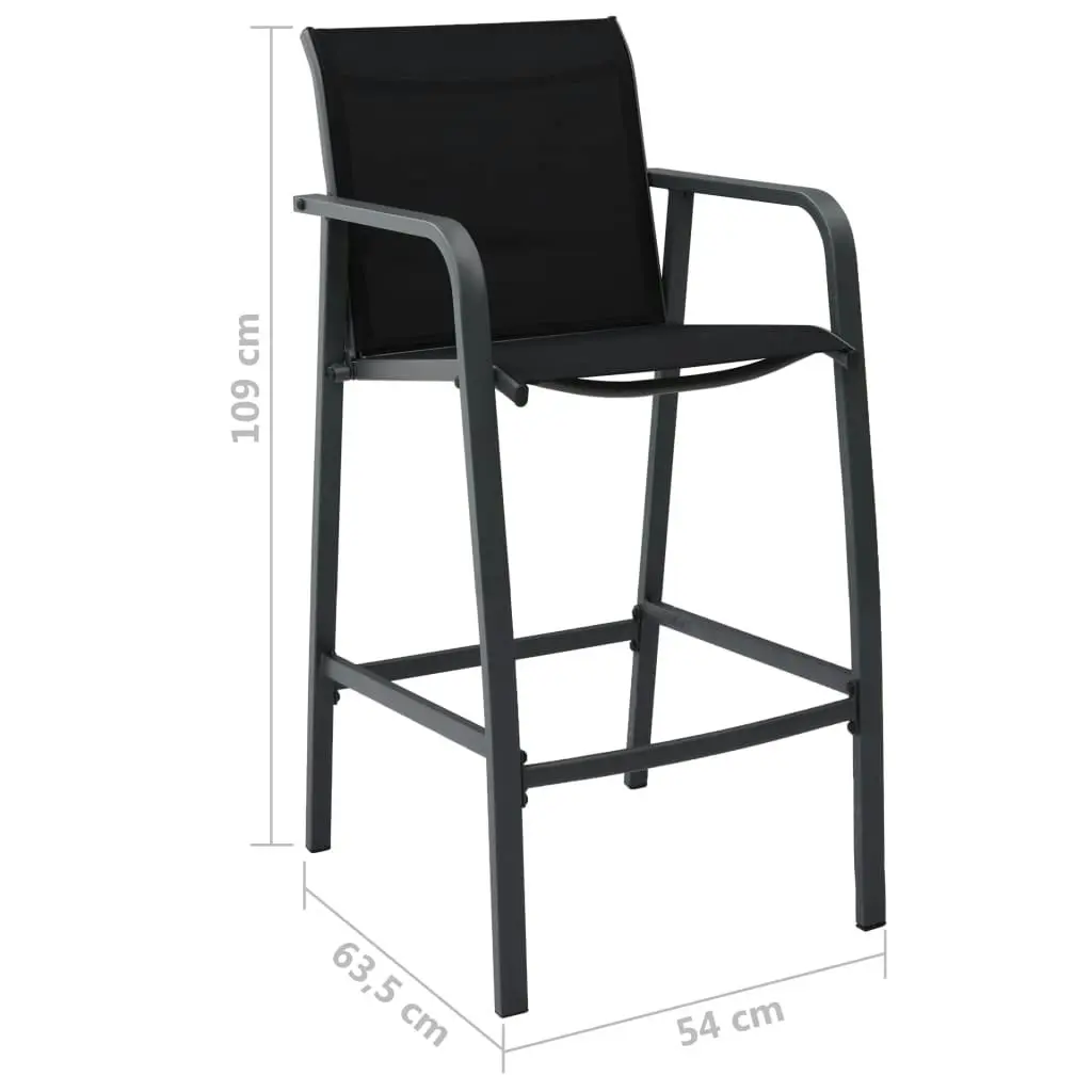 Garden Bar Chairs 2 pcs Black Textilene 48116