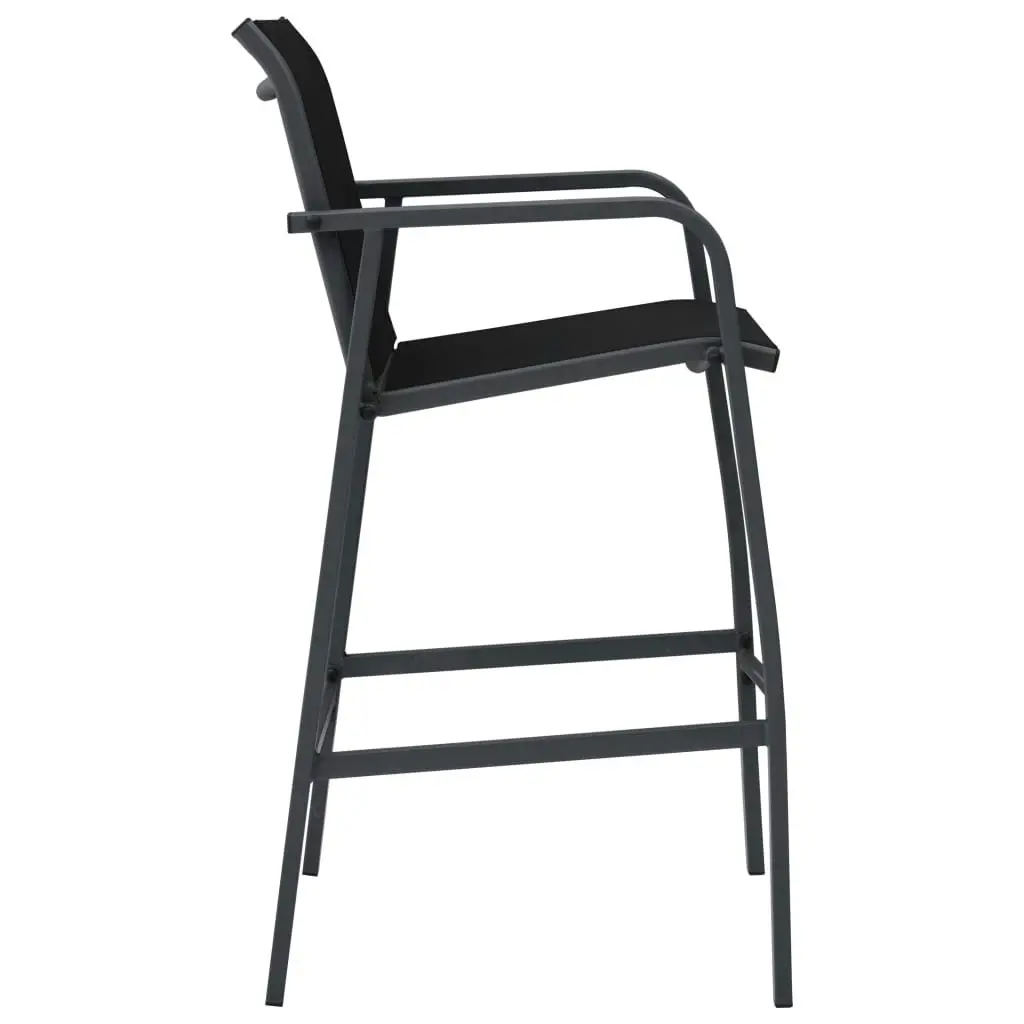 Garden Bar Chairs 2 pcs Black Textilene 48116