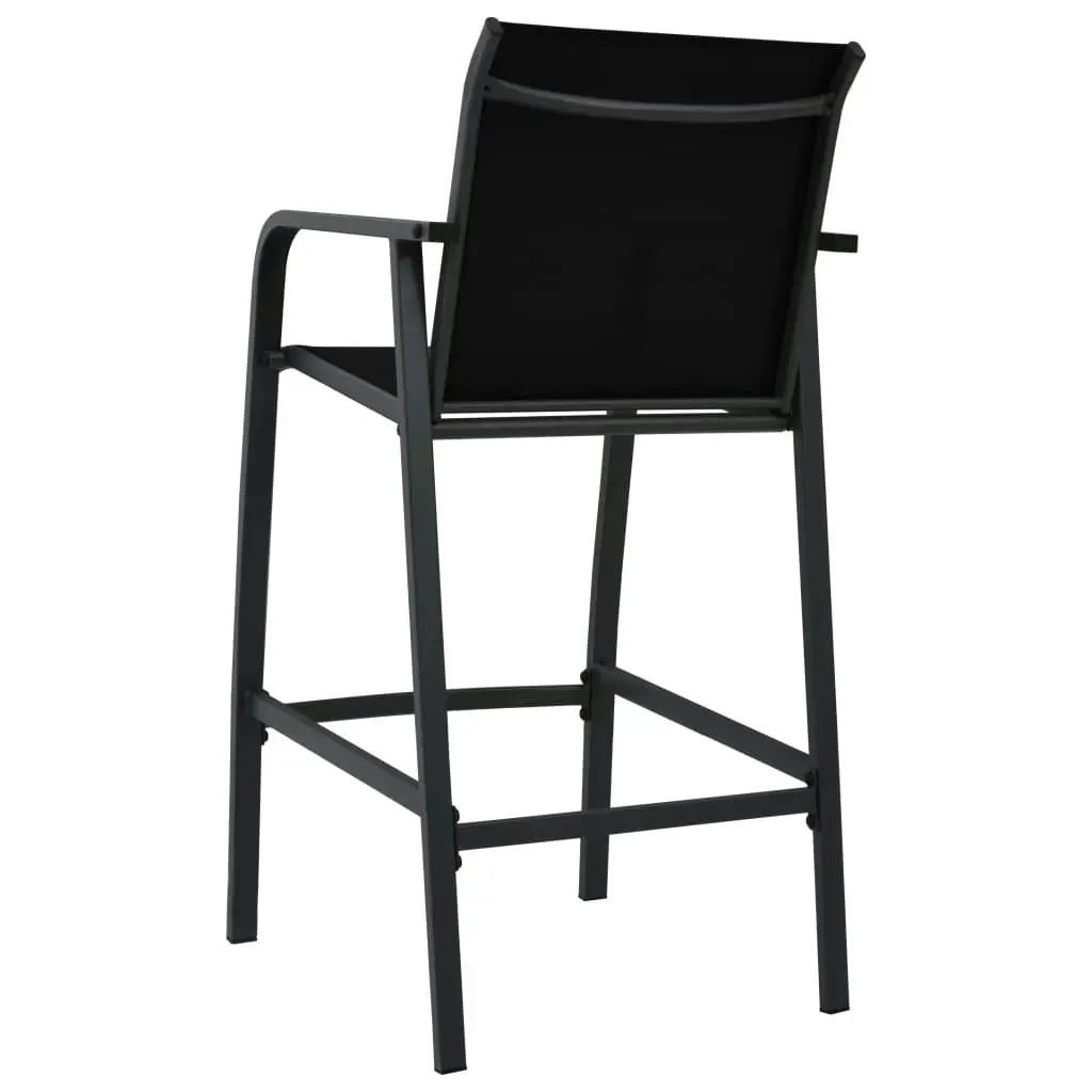 Garden Bar Chairs 2 pcs Black Textilene 48116