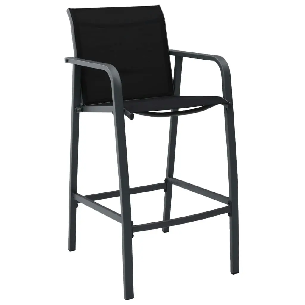 Garden Bar Chairs 2 pcs Black Textilene 48116