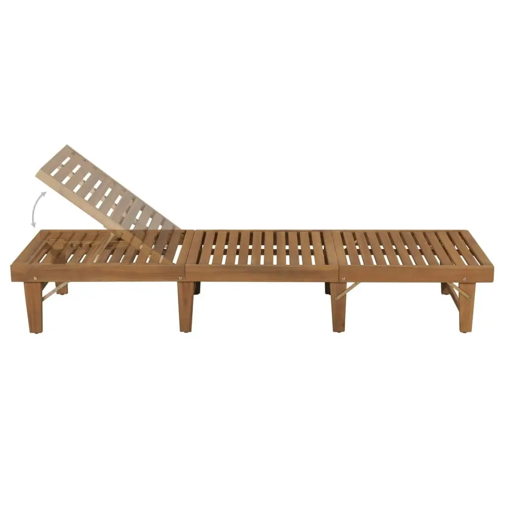 Folding Sun Lounger with Cushion Solid Acacia Wood 3064165