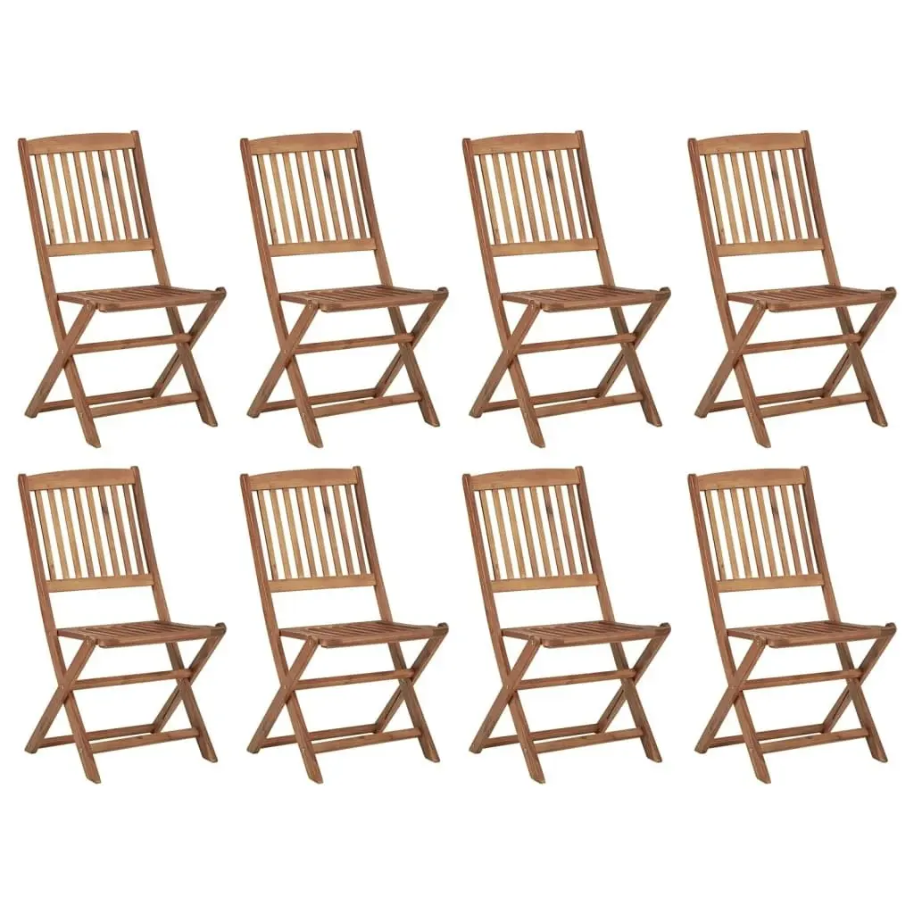 Folding Outdoor Chairs with Cushions 8 pcs Solid Wood Acacia 3075116