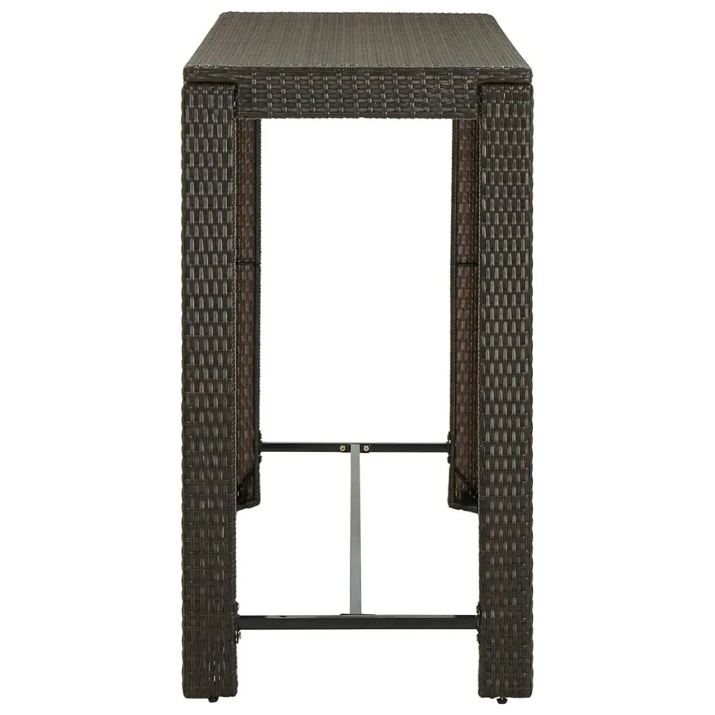 Garden Bar Table Brown 140.5x60.5x110.5 cm Poly Rattan 45876