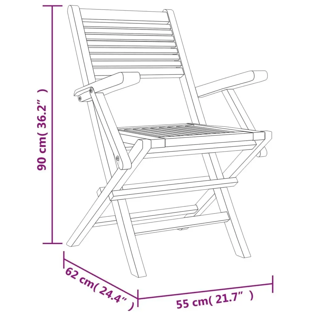 Folding Garden Chairs 8 pcs 55x62x90 cm Solid Wood Teak 3155069