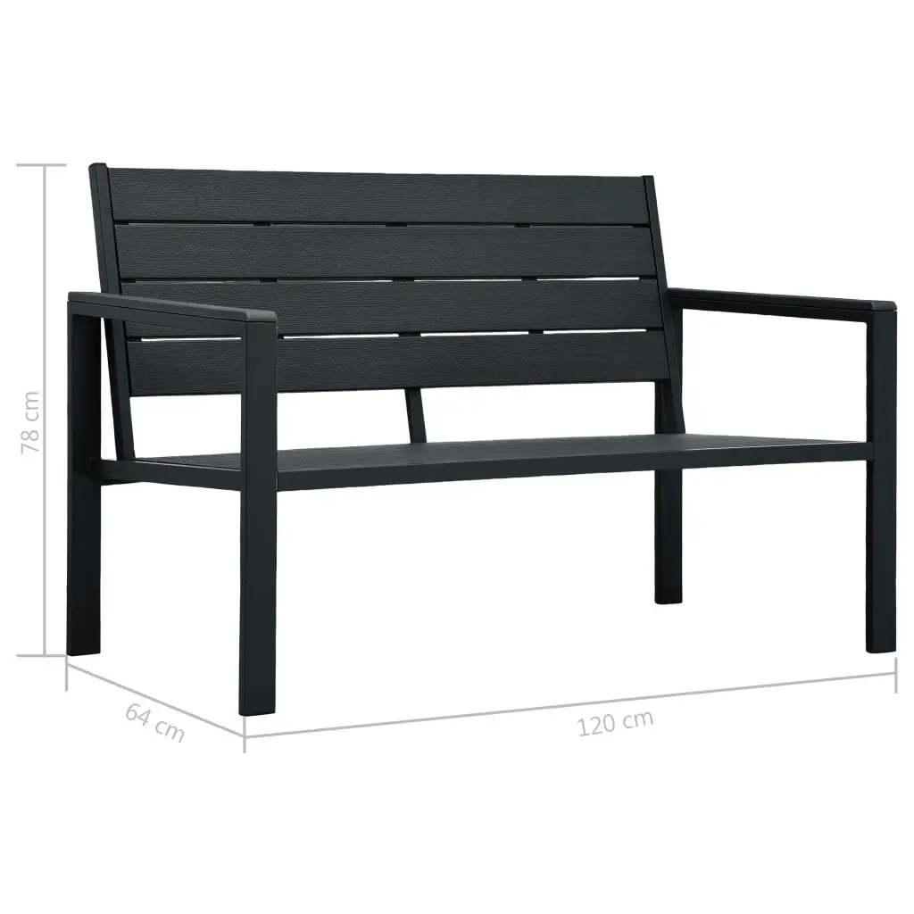 Garden Bench 120 cm HDPE Black Wood Look 47878