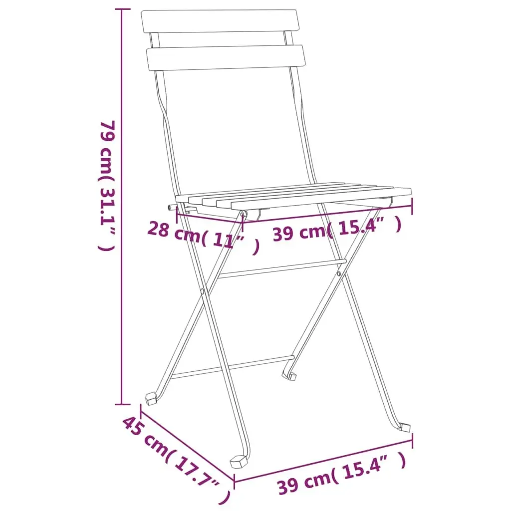 Folding Bistro Chairs 8 pcs Solid Wood Acacia and Steel 3152109