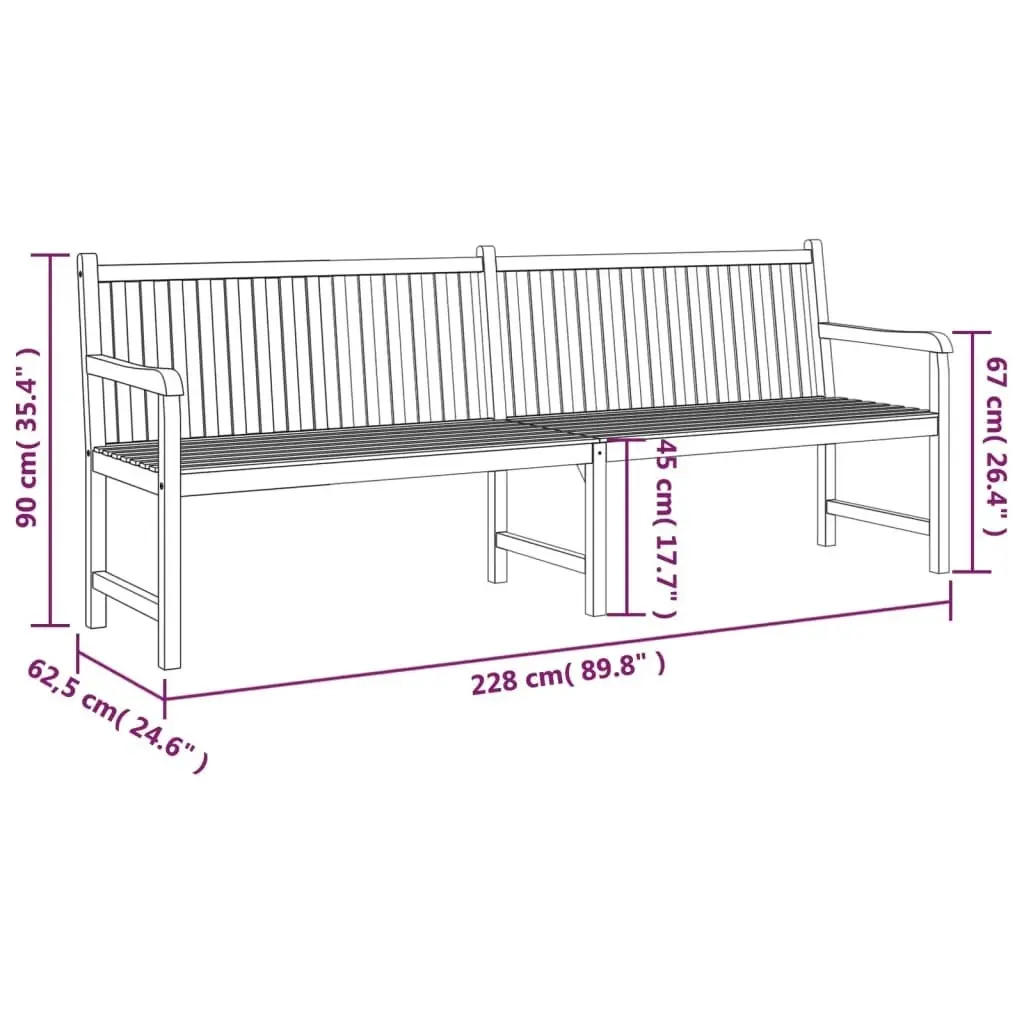 Garden Bench 228 cm Solid Teak Wood 316624