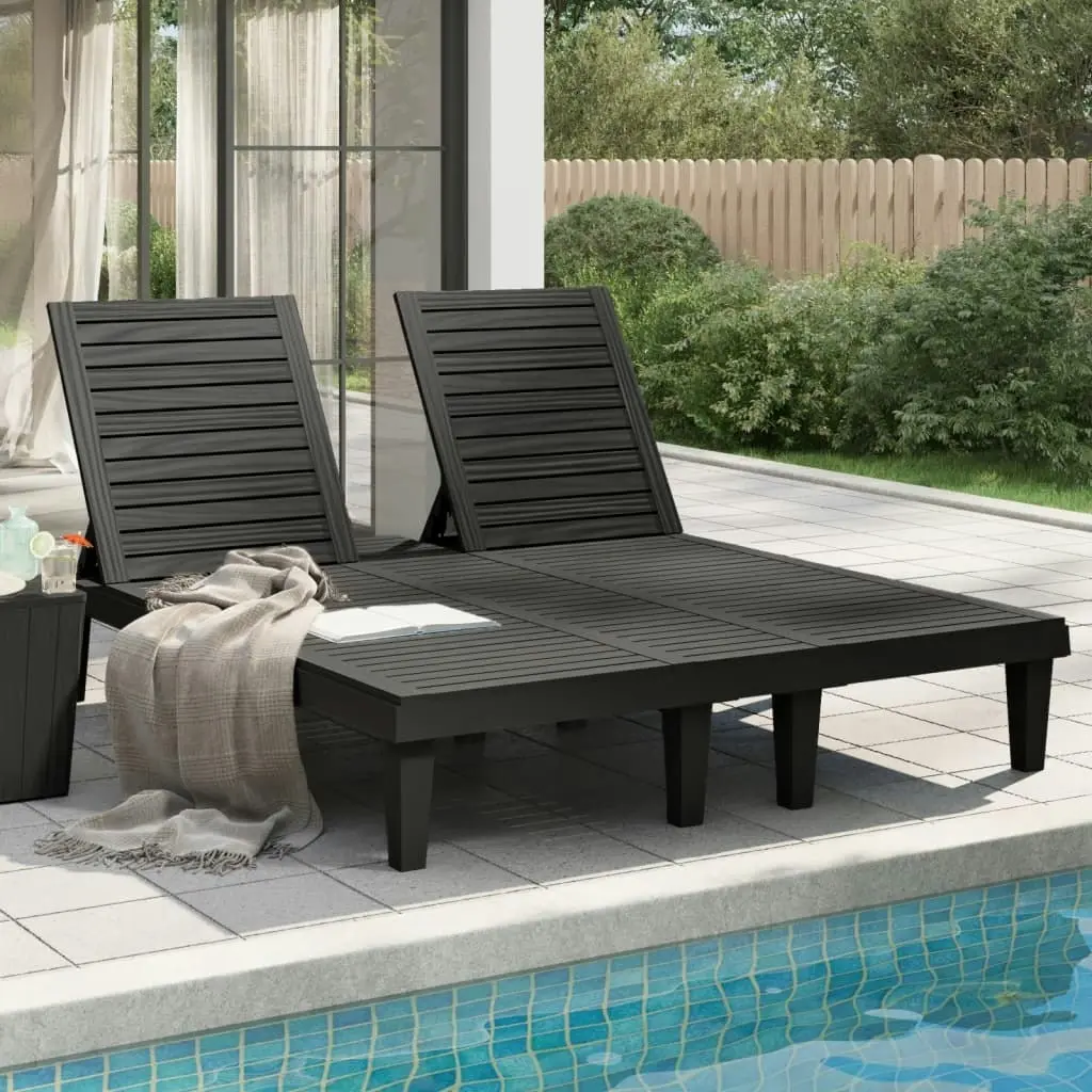 Double Sun Lounger Black 155x138x83 cm Polypropylene 364150