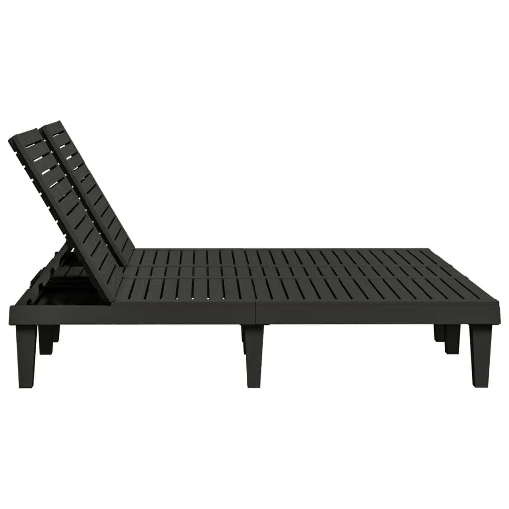 Double Sun Lounger Black 155x138x83 cm Polypropylene 364150