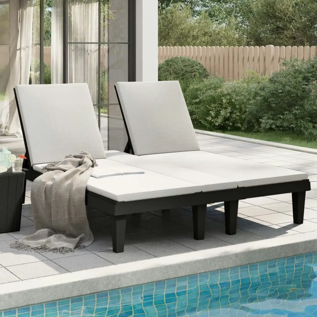 Double Sun Lounger Black 155x138x83 cm Polypropylene 364150