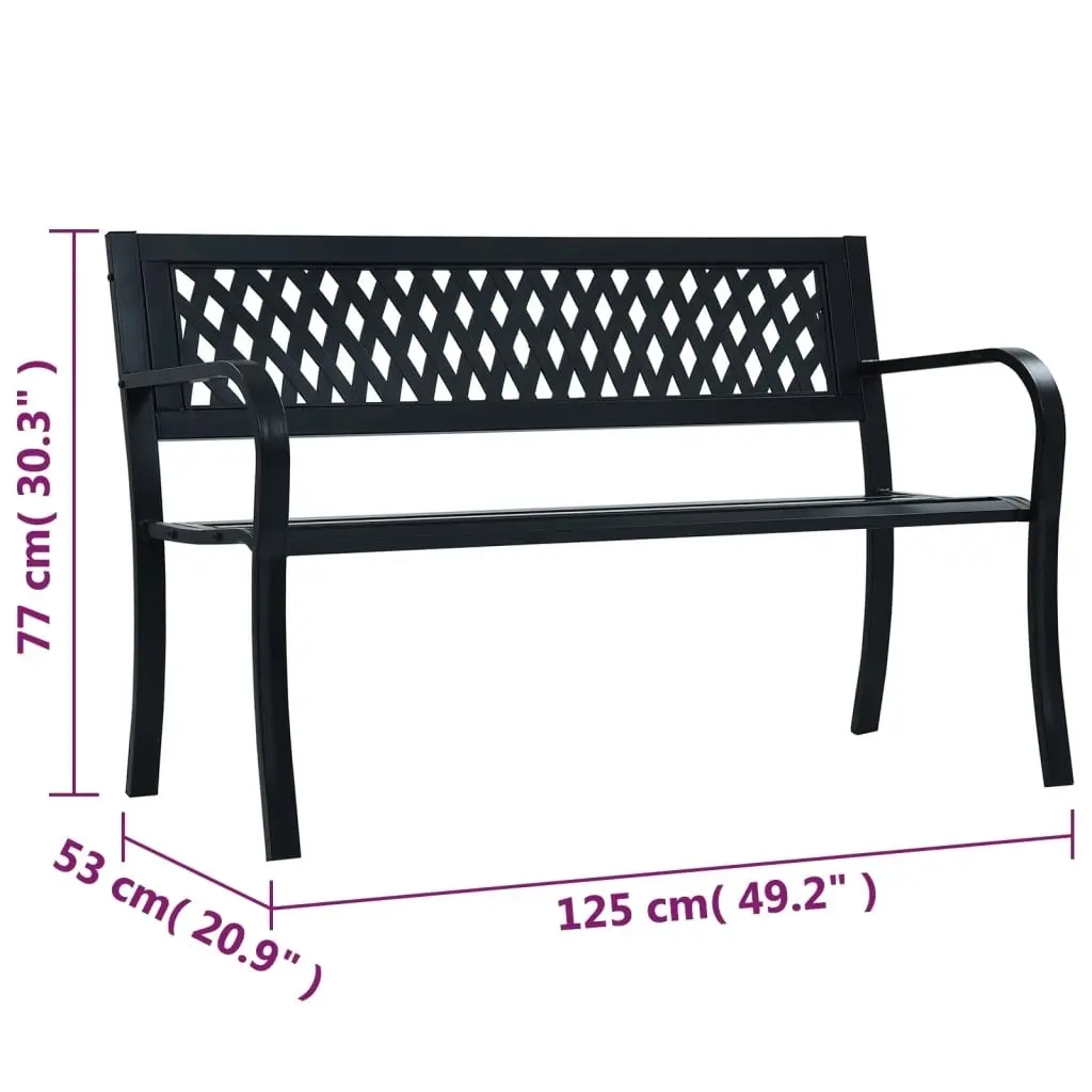 Garden Bench 125 cm Black Steel 47943