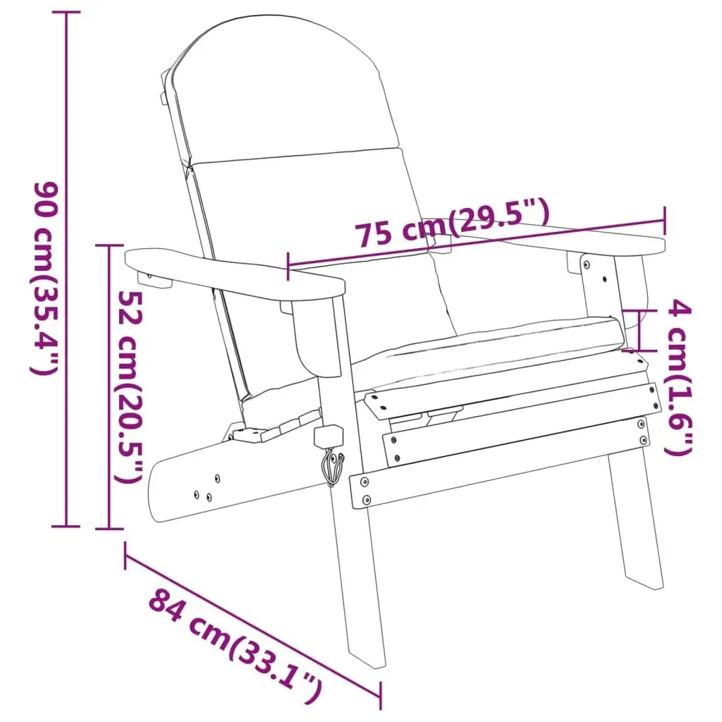 Adirondack Garden Chair with Cushions Solid Wood Acacia 360031