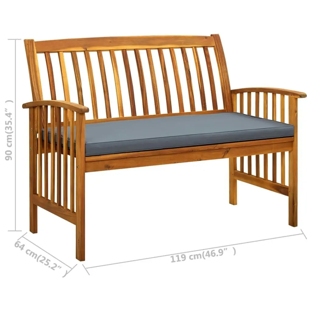 Garden Bench with Cushion 119 cm Solid Acacia Wood 312133