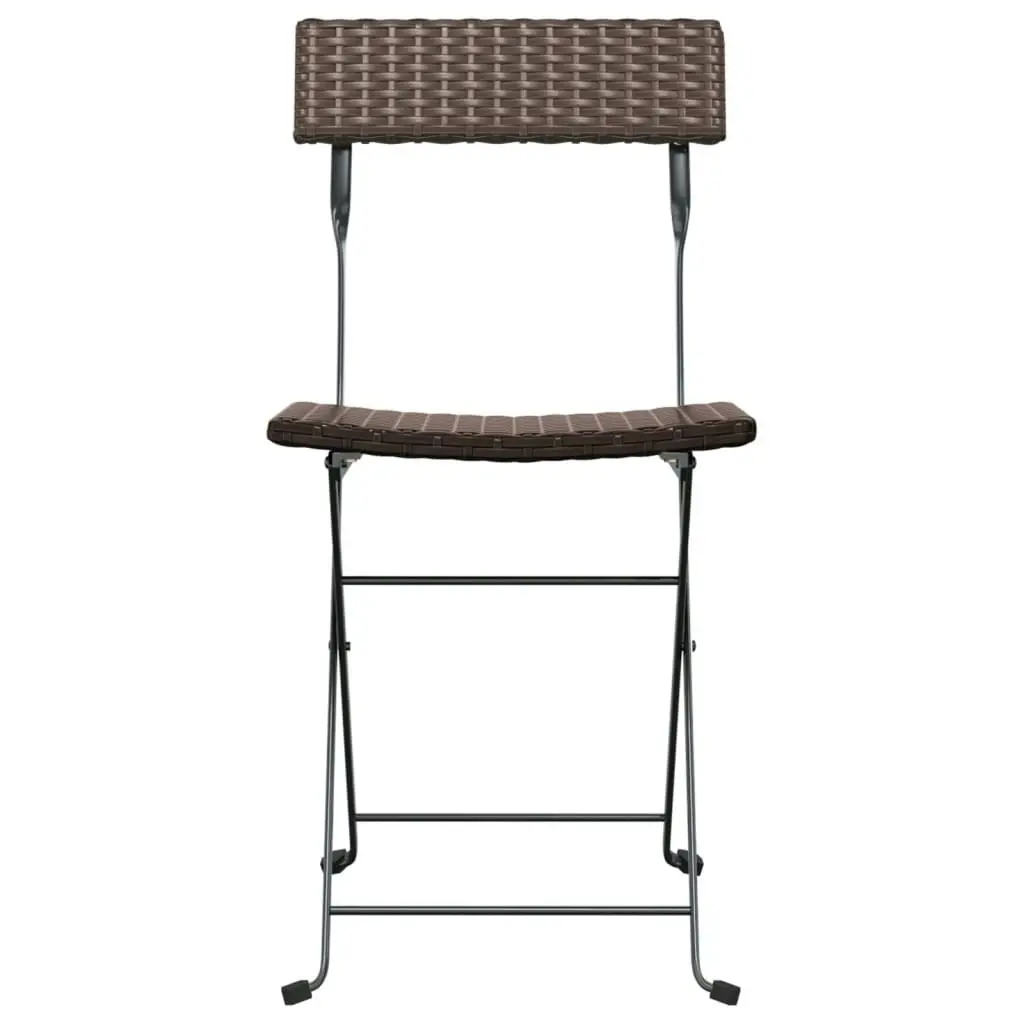 Folding Bistro Chairs 6 pcs Brown Poly Rattan and Steel 3152116