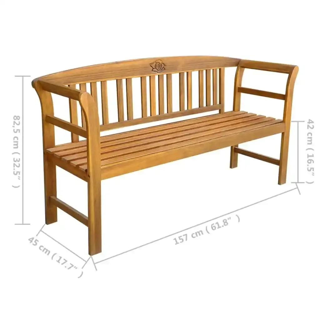 Garden Bench with Cushion 157 cm Solid Acacia Wood 3064282