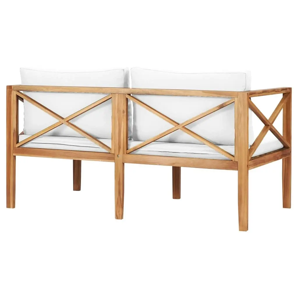 Garden Bench with Cream Cushions Solid Teak Wood 49370