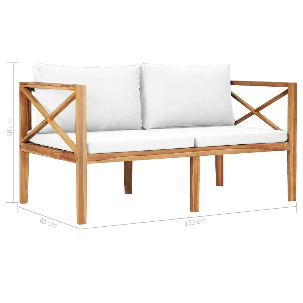 Garden Bench with Cream Cushions Solid Teak Wood 49370