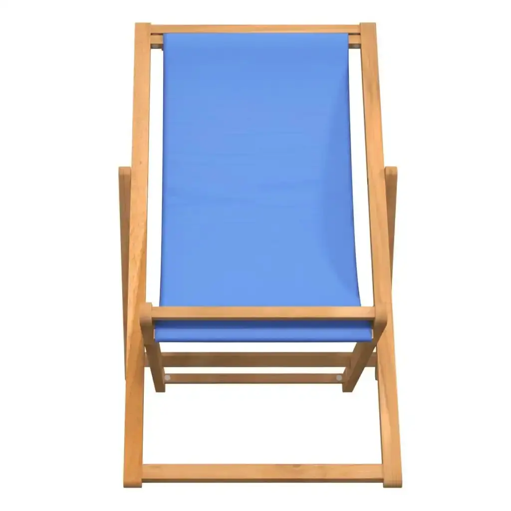 Deck Chair Teak 56x105x96 cm Blue 43803