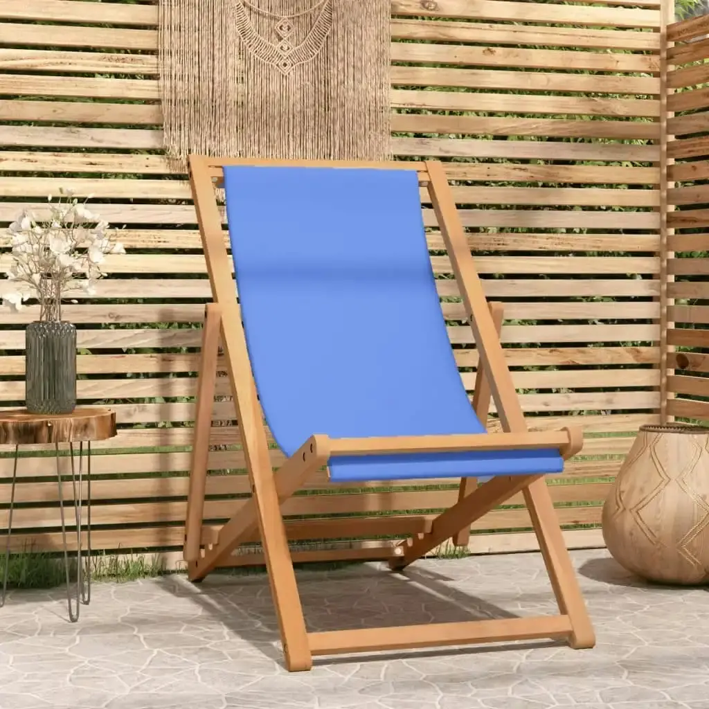 Deck Chair Teak 56x105x96 cm Blue 43803