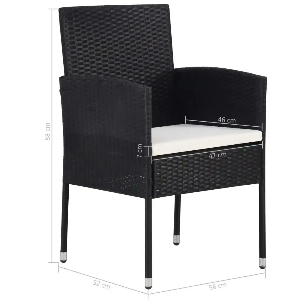 Garden Chair 2 pcs Poly Rattan Black 43933