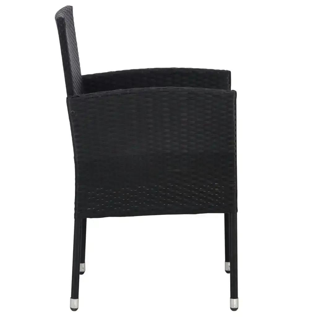 Garden Chair 2 pcs Poly Rattan Black 43933