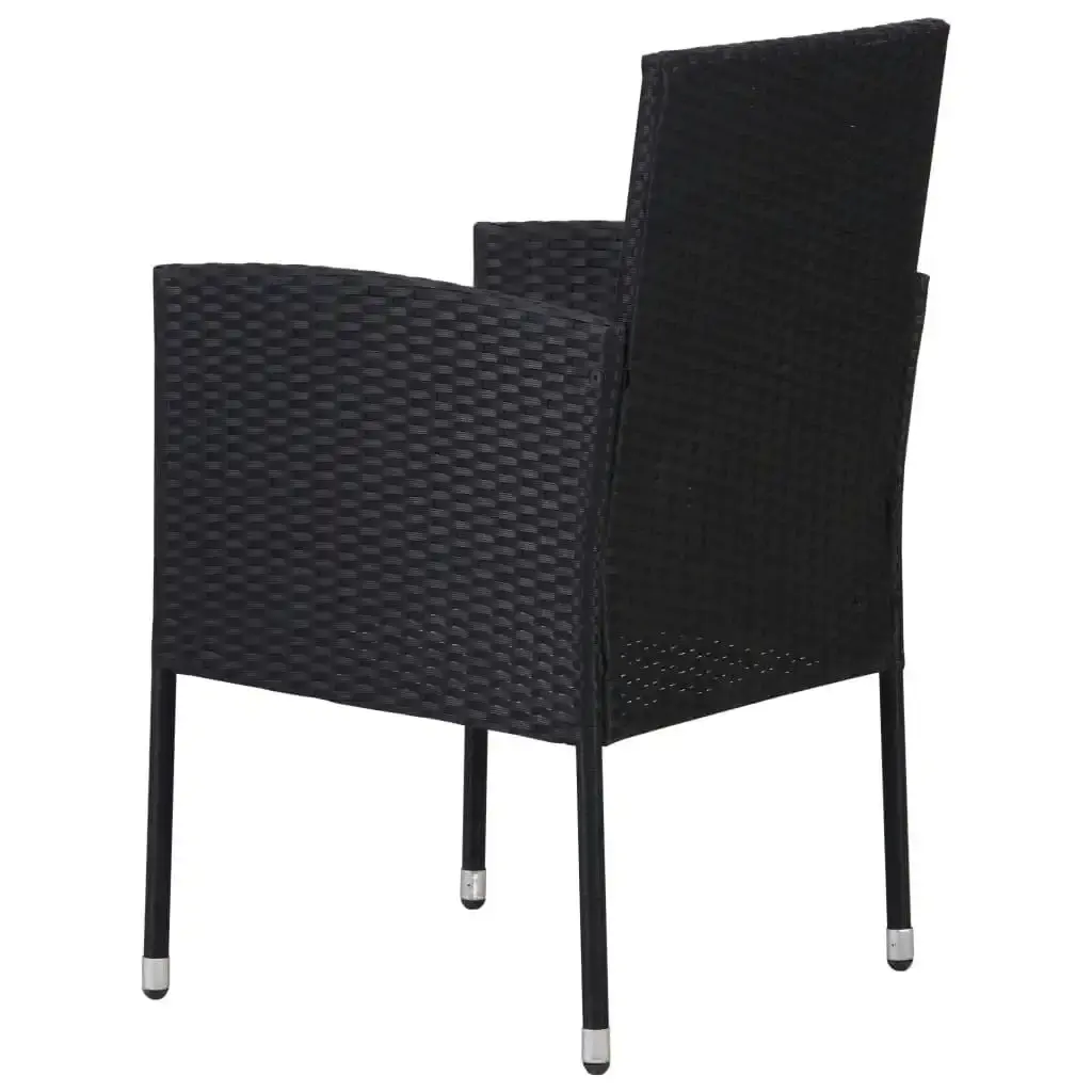 Garden Chair 2 pcs Poly Rattan Black 43933