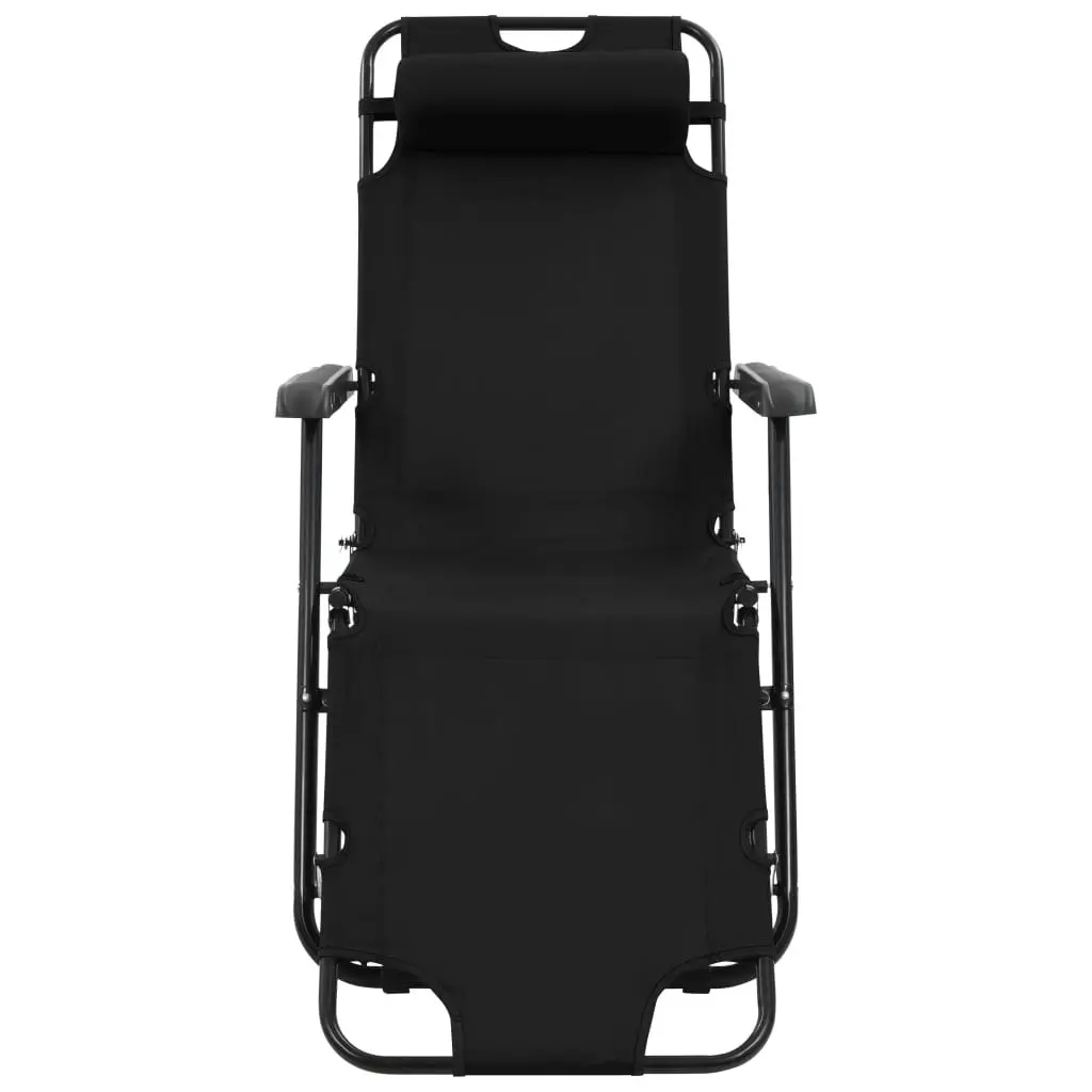 Folding Sun Loungers 2 pcs with Footrests Steel Black 44343