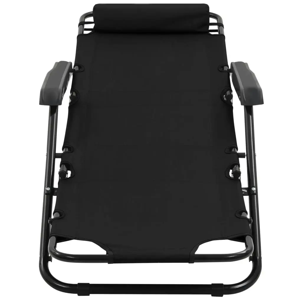 Folding Sun Loungers 2 pcs with Footrests Steel Black 44343