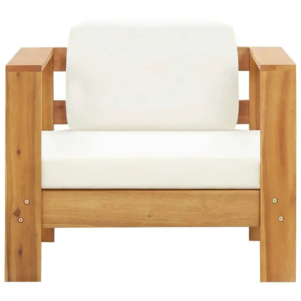 Garden Chair with Cushion Cream Solid Acacia Wood 47272