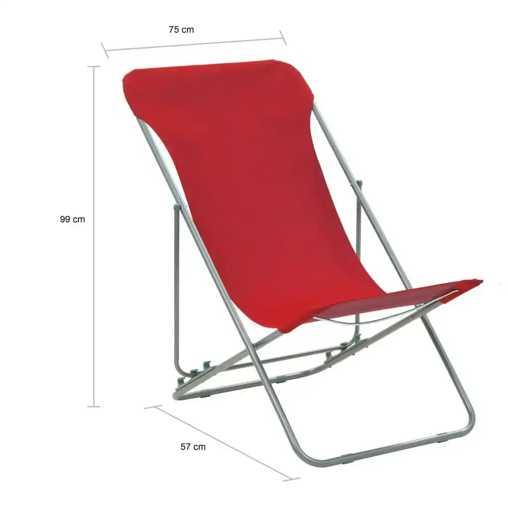 Folding Beach Chairs 2 pcs Steel and Oxford Fabric Red 44360