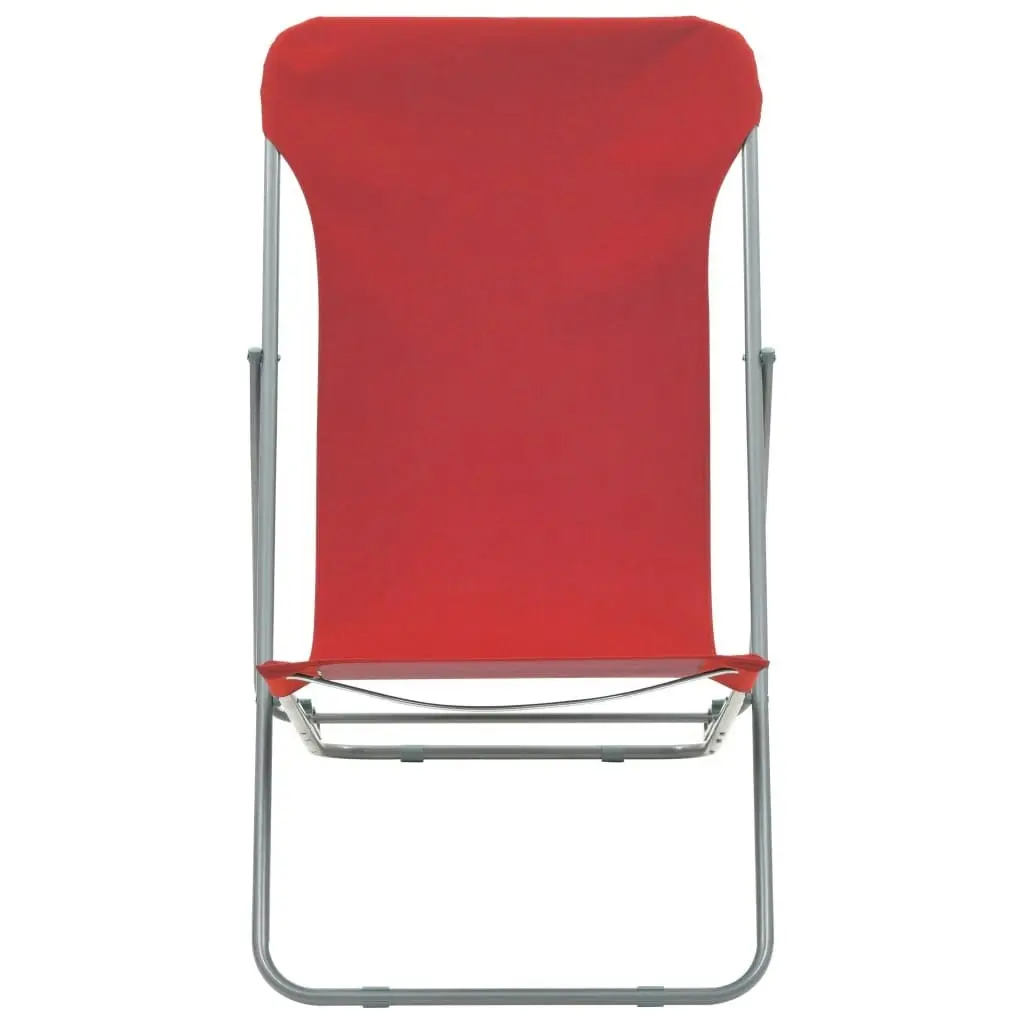 Folding Beach Chairs 2 pcs Steel and Oxford Fabric Red 44360