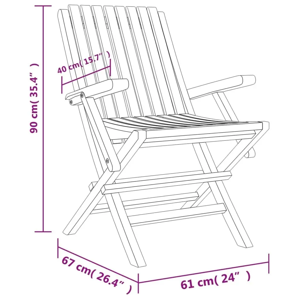 Folding Garden Chairs 2 pcs 61x67x90 cm Solid Wood Teak 362758