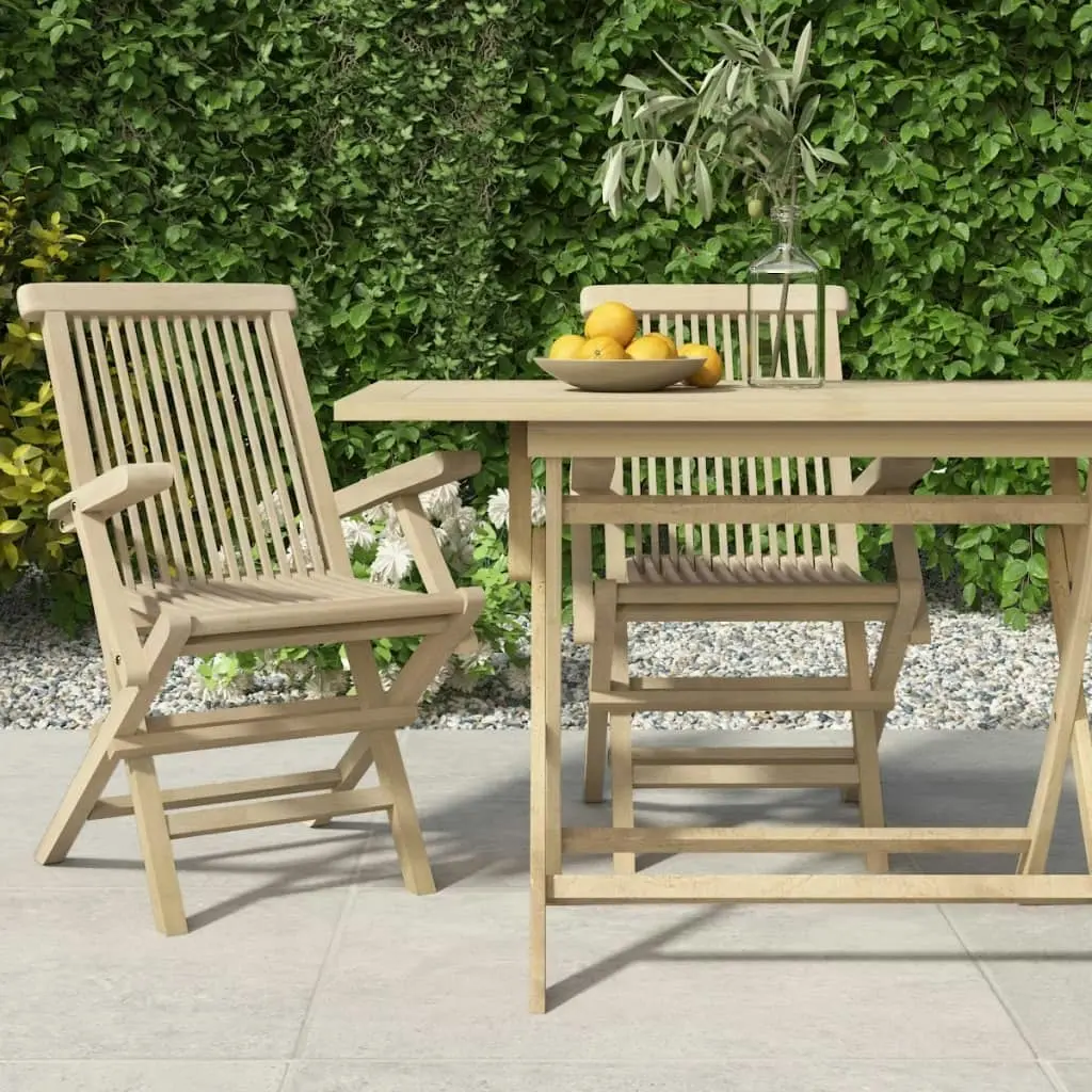 Folding Garden Chairs 2 pcs Grey 56x61x89 cm Solid Wood Teak 362764