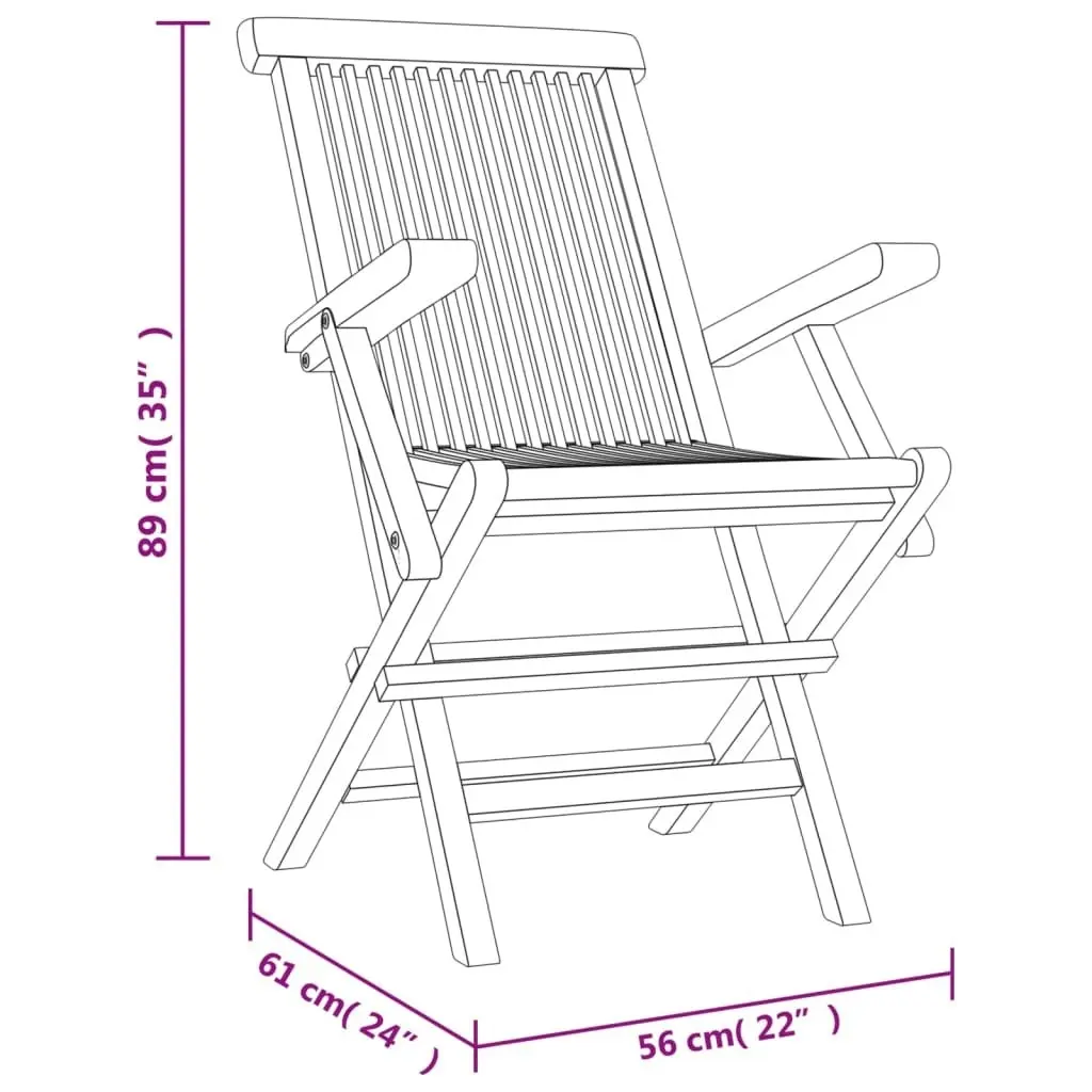 Folding Garden Chairs 2 pcs Grey 56x61x89 cm Solid Wood Teak 362764