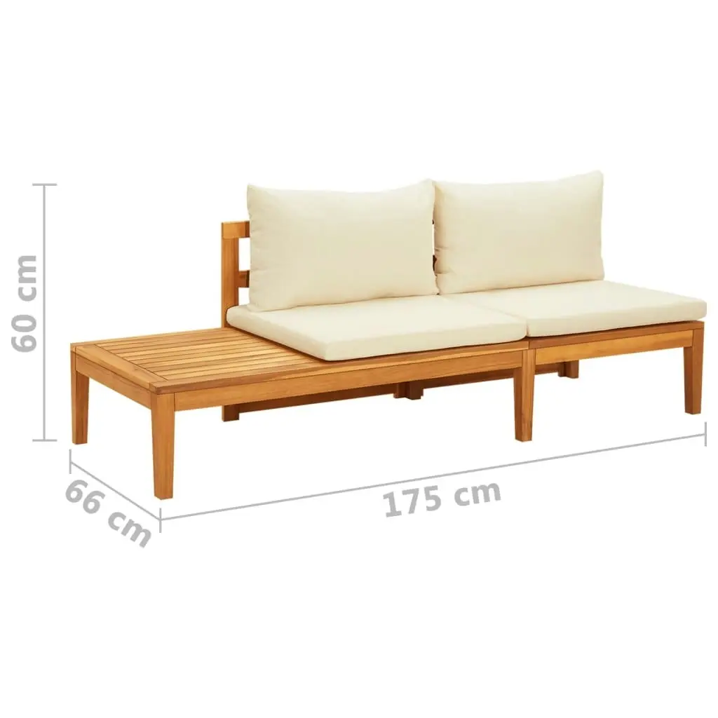 Garden Bench with Table Cream White Cushions Solid Acacia Wood 316314