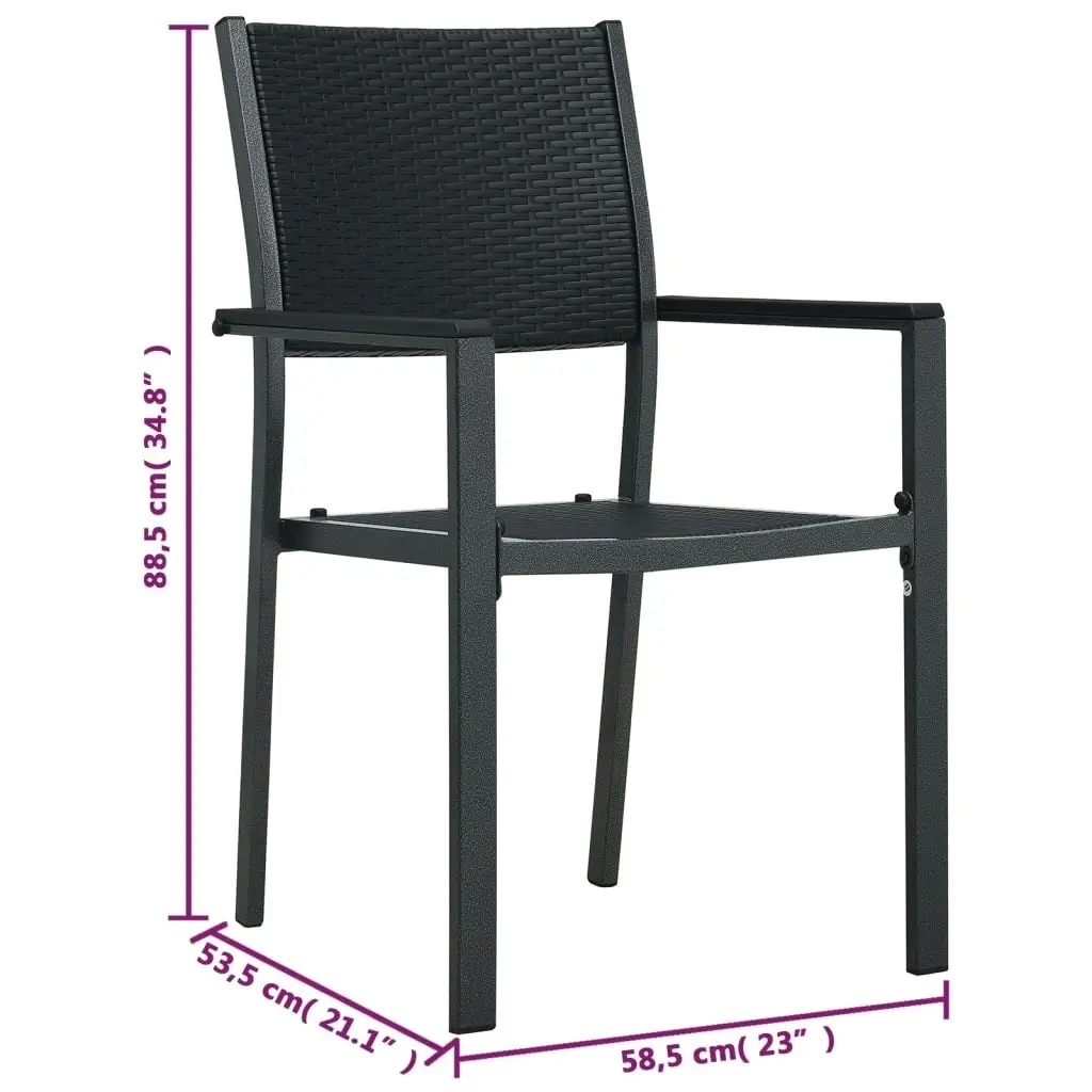 Garden Chairs 4 pcs Black Plastic Rattan Look 47890