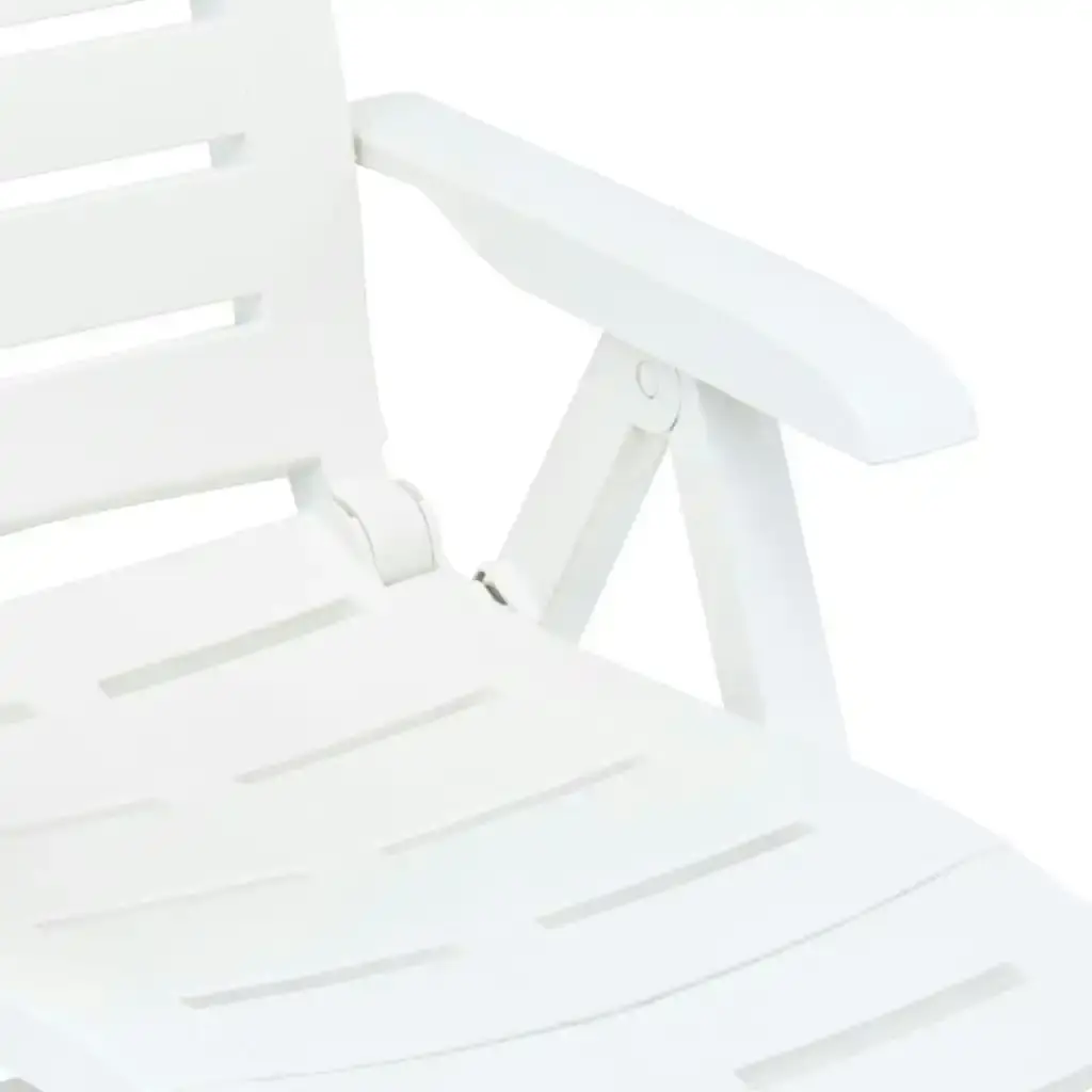 Folding Sun Lounger Plastic White 48757