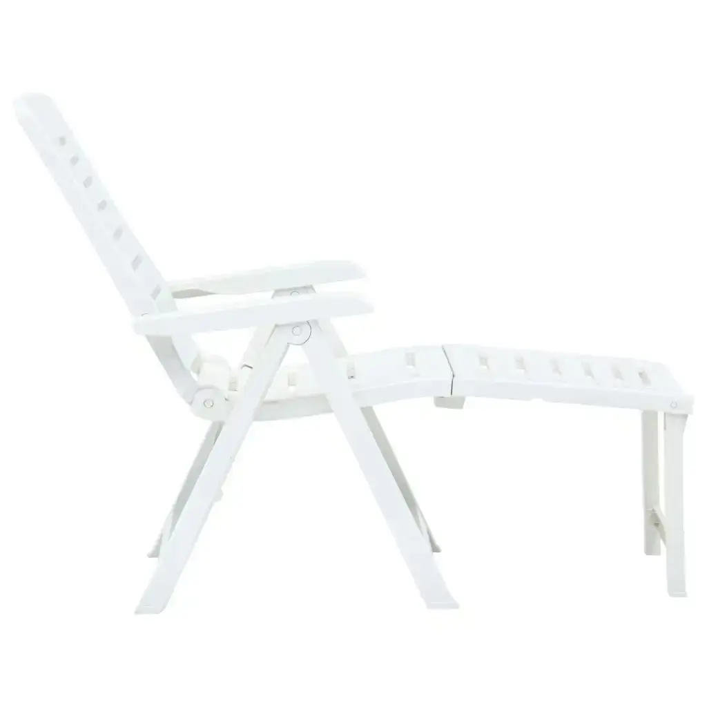 Folding Sun Lounger Plastic White 48757