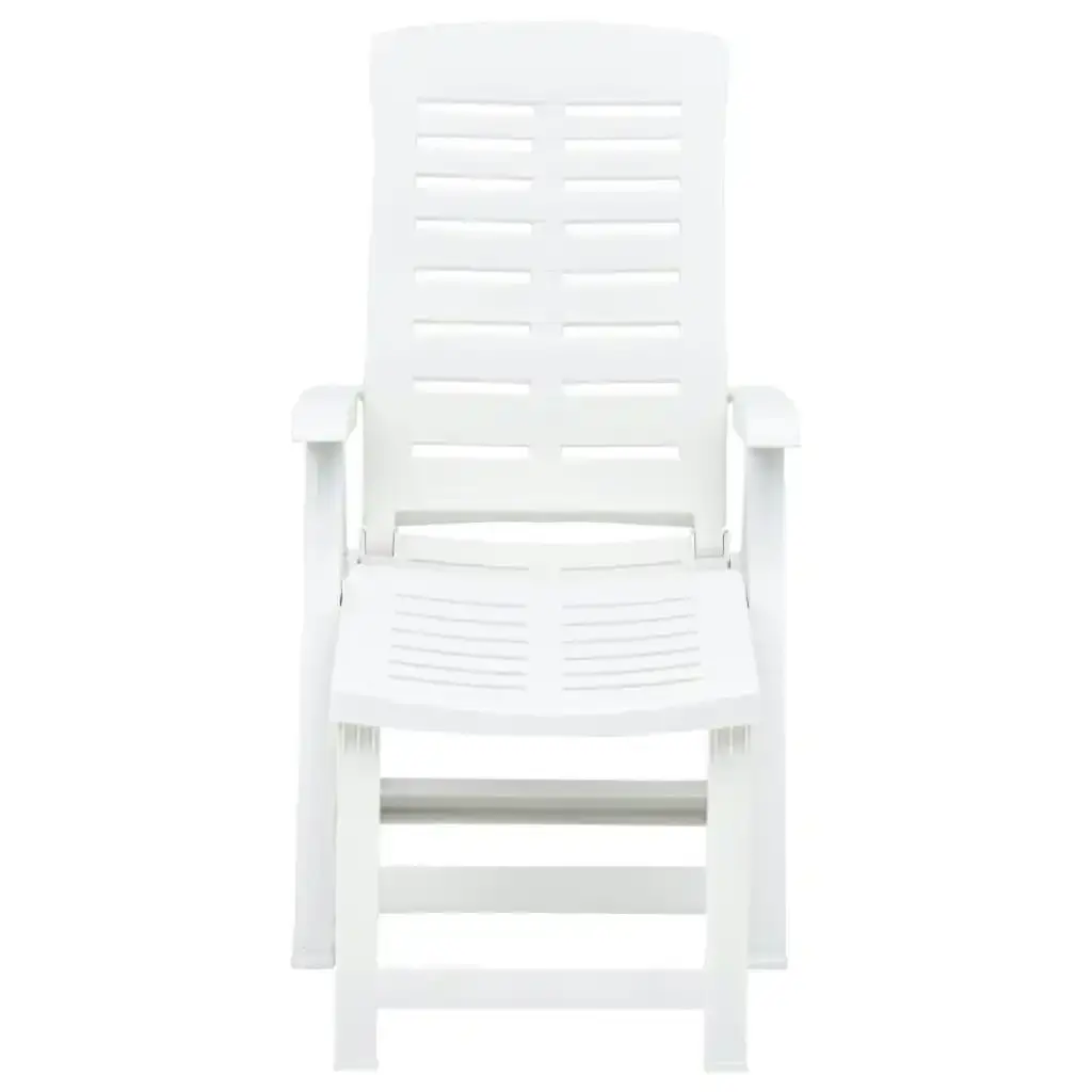 Folding Sun Lounger Plastic White 48757