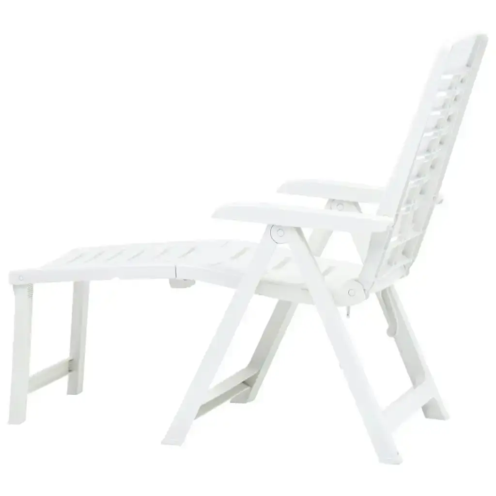 Folding Sun Lounger Plastic White 48757