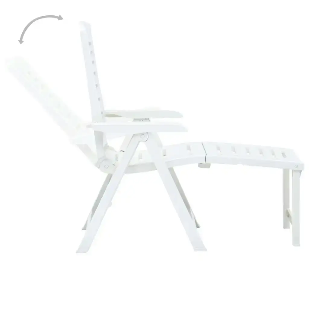 Folding Sun Lounger Plastic White 48757