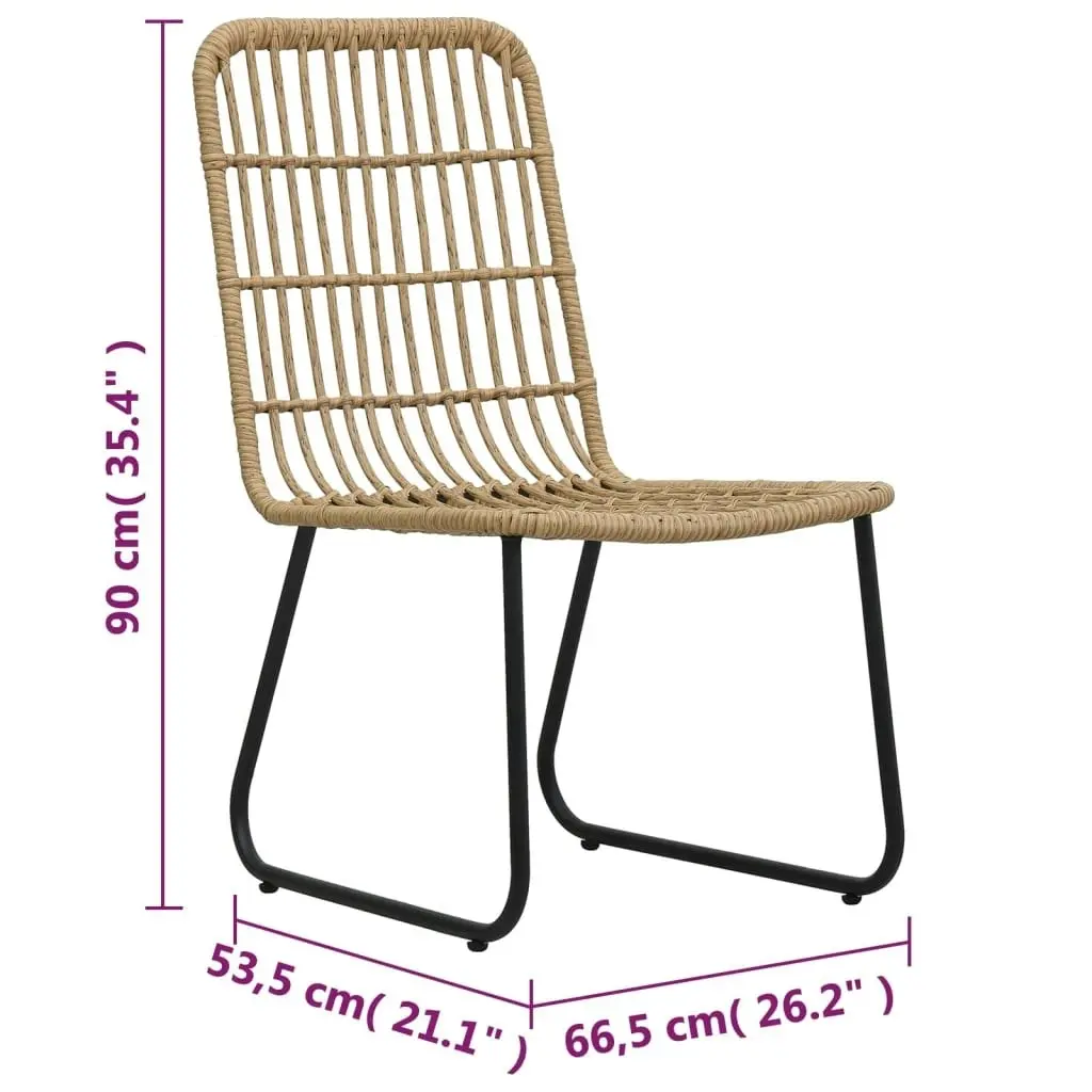 Garden Chairs 2 pcs Poly Rattan Oak 48582